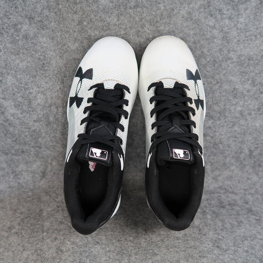 Under Armour Shoes Kids 1 Baseball Cleats Leadoff Low RM Black White Lace Up - Picture 6 of 12